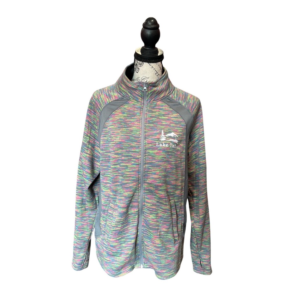 Tipsy Lake Tahoe Space Dye Full Zip Fleece Jacket Womens XL Multi Color Mountain